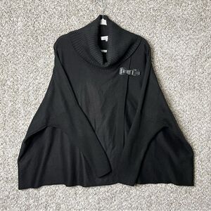 Calvin Klein Black Pullover Turtleneck Sweater Cape in Size L/XL